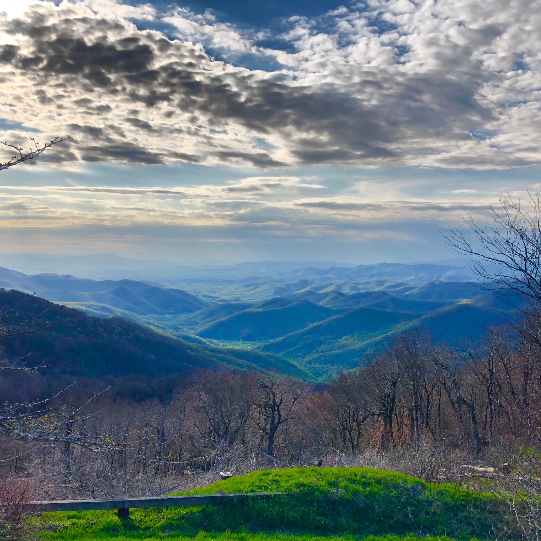 Wide layered Blue Ridge vista at golden hour