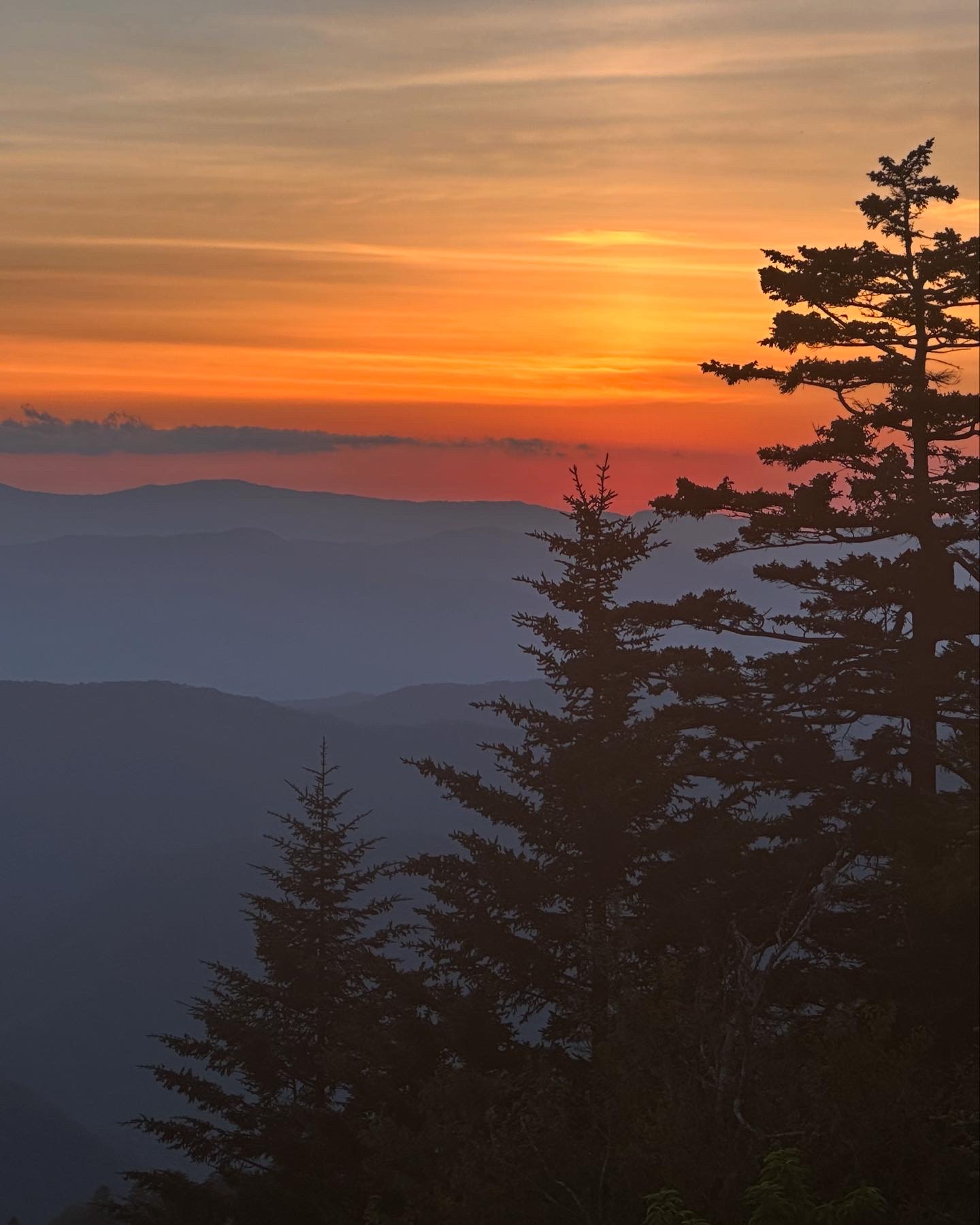 Sunset over layered Blue Ridge ridgelines